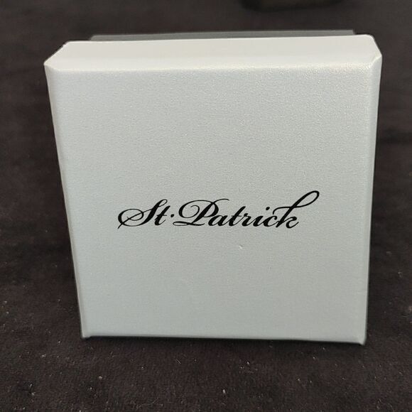 MEN'S ST. PATRICK BLACK/ SILVER ROUND CUFF LINK - Picture 3 of 3